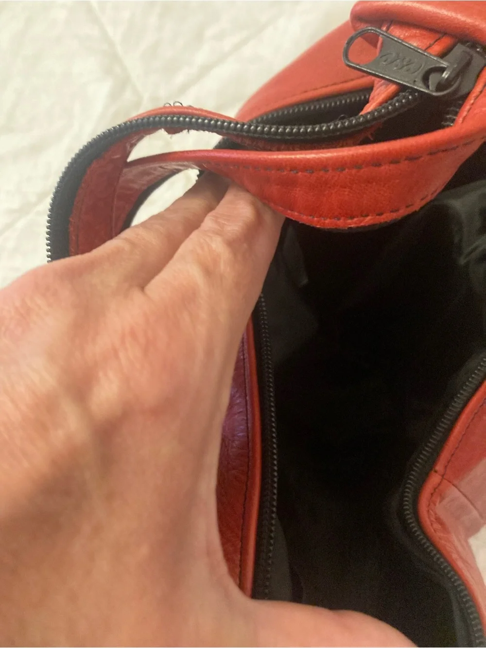 RED LEATHER A Frame Backpack